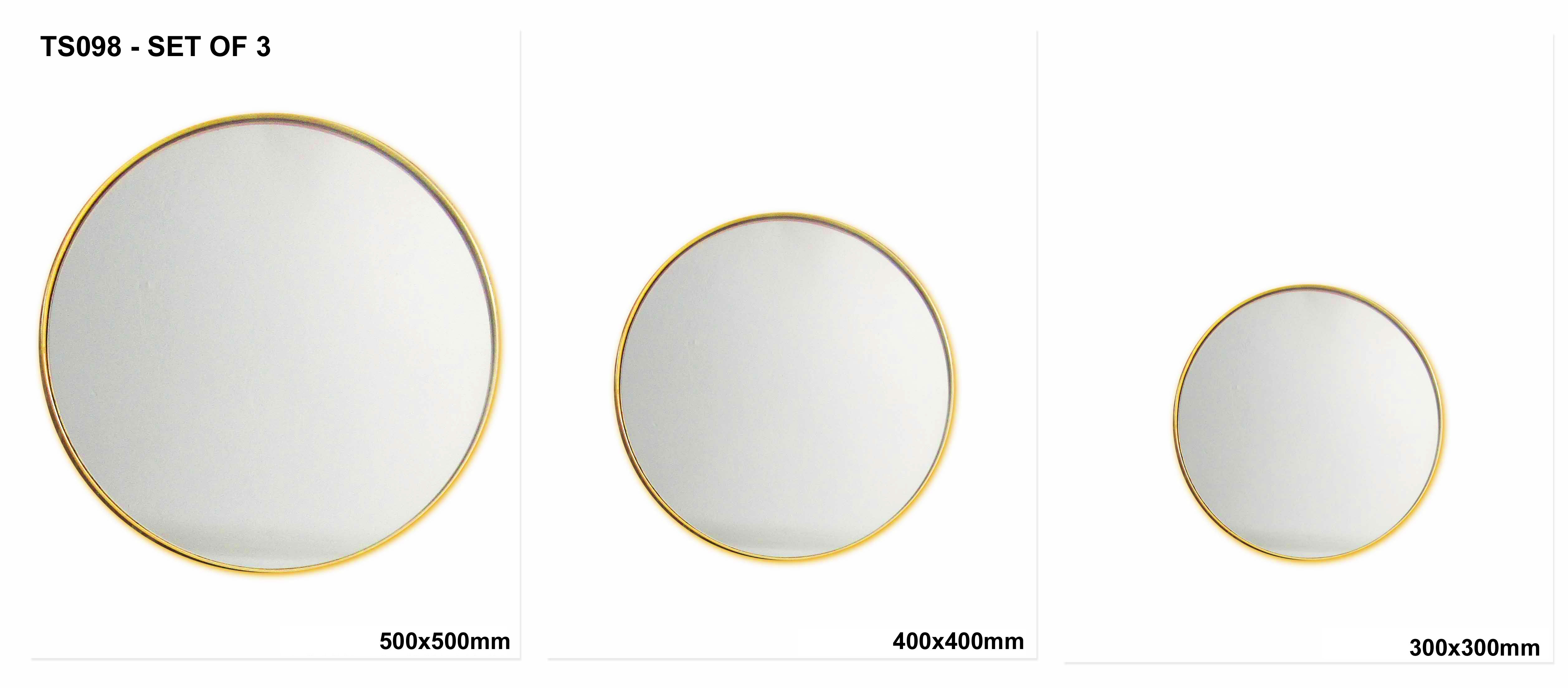 TS098 Wall décor mirror modern small round gold frame set of 3